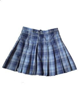 Blue Plaid Pleated Skirt - Women's Schoolgirl Style